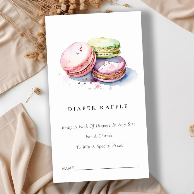 French Macarons Bakery Diaper Raffle Baby Shower Enclosure Card (Creator Uploaded)