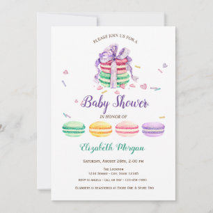 French Macarons,Blue Dots Baby Shower Invitation