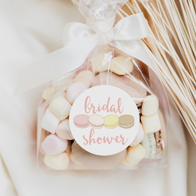 French Macarons Bridal Shower Classic Round Sticker (Creator Uploaded)