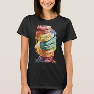 French Macarons Cookies Dessert Pastel Floral Maca T-Shirt