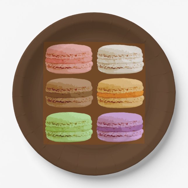 French Macarons, Multi-Coloured Pastels Ceramic Ti Paper Plate (Front)