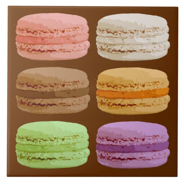 French Macarons, Multi-Coloured Pastels Ceramic Tile (Front)