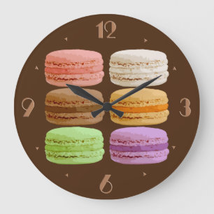 French Macarons - muti-coloured pastels Large Clock