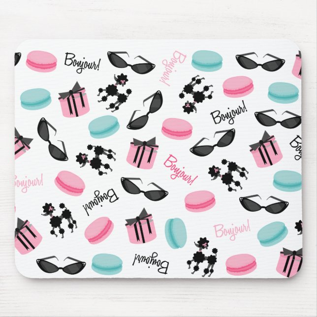 French Macarons Poodles & Sunglasses Mousepad (Front)