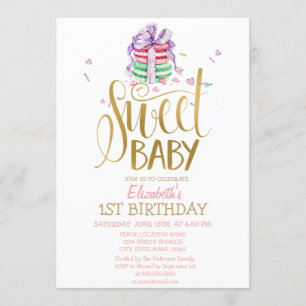 French Macarons Striped Birthday Invitation