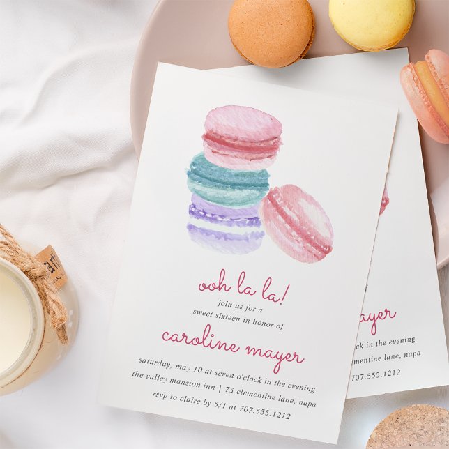 French Macarons Sweet Sixteen Party Invitation (Creator Uploaded)