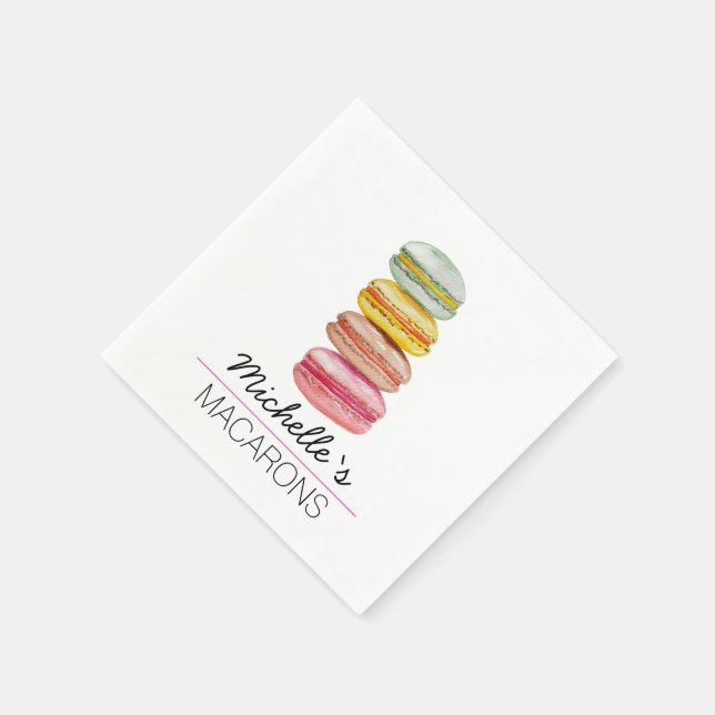 French Macarons Watercolor Hand-painted Napkin (Corner)