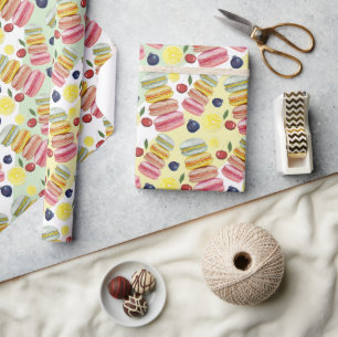 French Macarons Watercolor Hand-painted Wrapping Paper