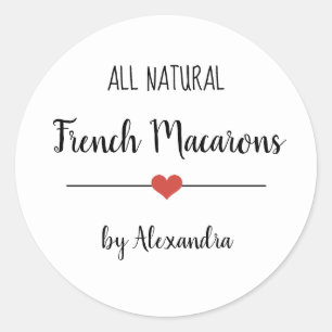 French Macarons white script  Classic Round Sticker