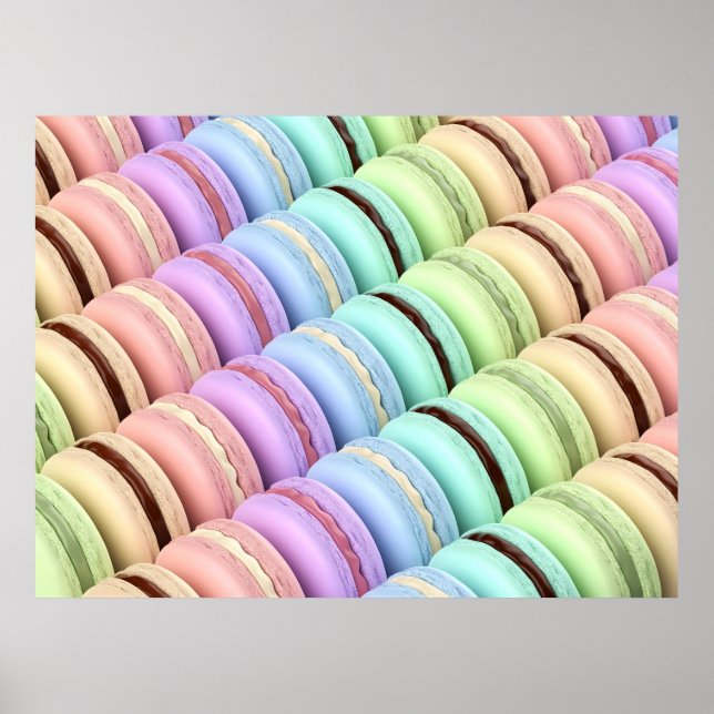 French macarons with different colours and flavour poster (Front)
