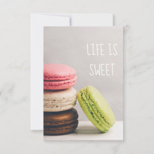 French macaroons in pastel vintage colours card