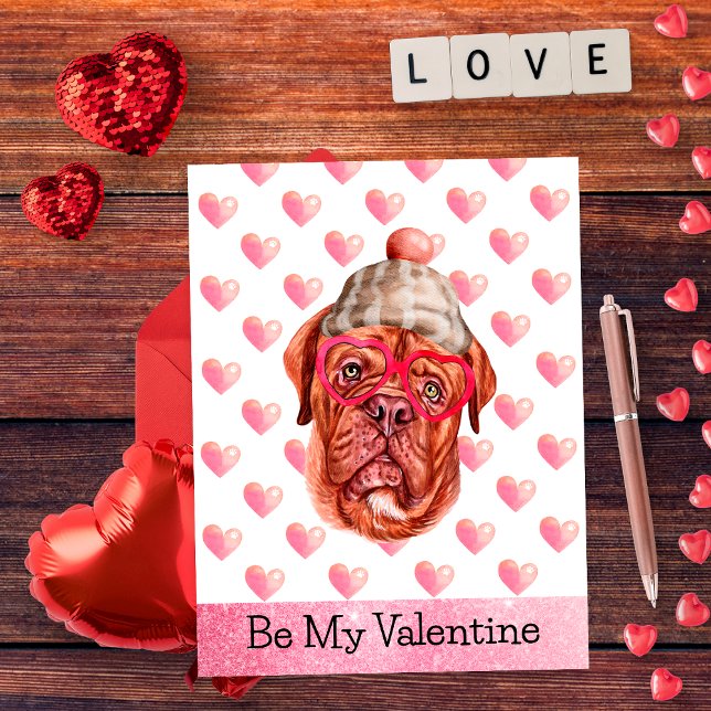 French Mastiff Be My Valentine Dog Valentine's Holiday Postcard (Creator Uploaded)