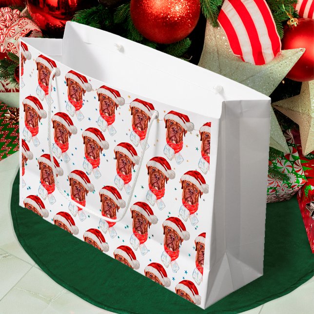 French Mastiff Dog Breed Christmas Large Gift Bag (Creator Uploaded)