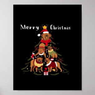 French Mastiff Dogue de Bordeaux Christmas Tree Xm Poster