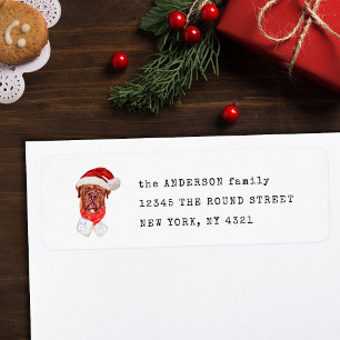 French Mastiff Funny Christmas Dog Return Address Label