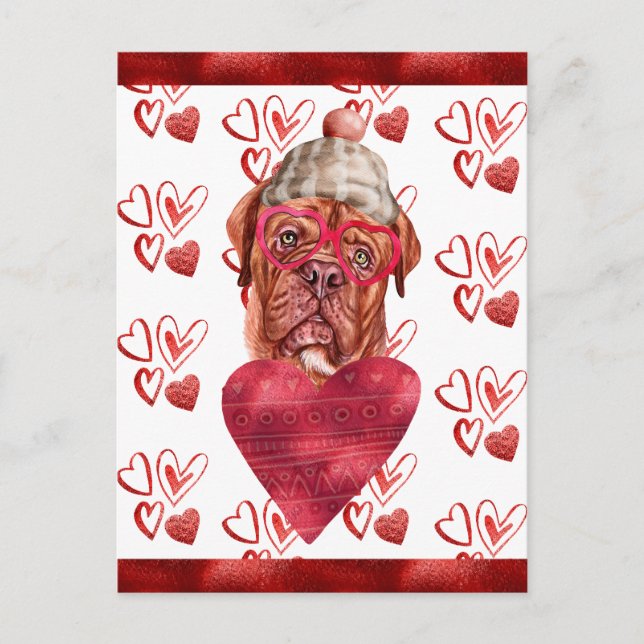 French Mastiff Hearts Dog Lover Valentine Gift Holiday Postcard (Front)