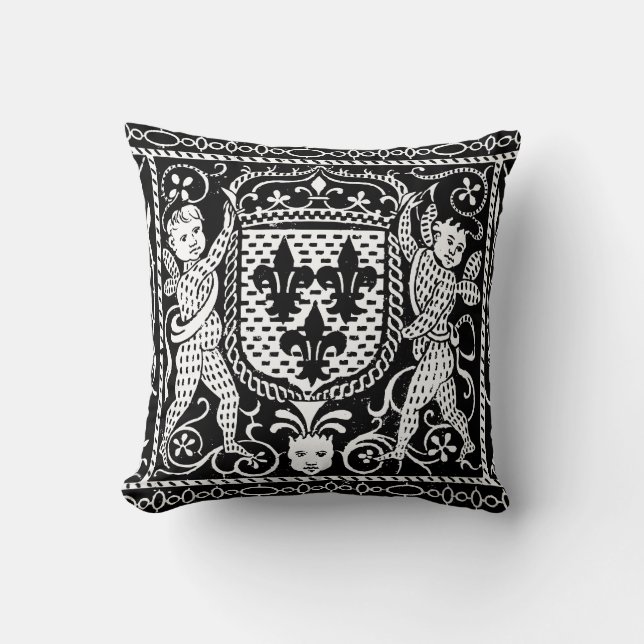 French Mediaeval Fleur de Lys Crest Cushion (Front)