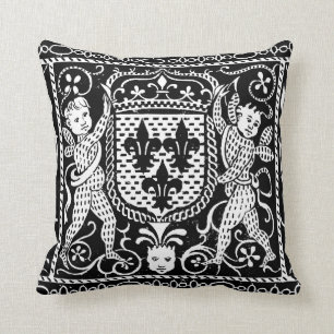 French Mediaeval Fleur de Lys Crest Cushion