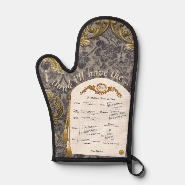 French Menu Oven Mitt (Front)