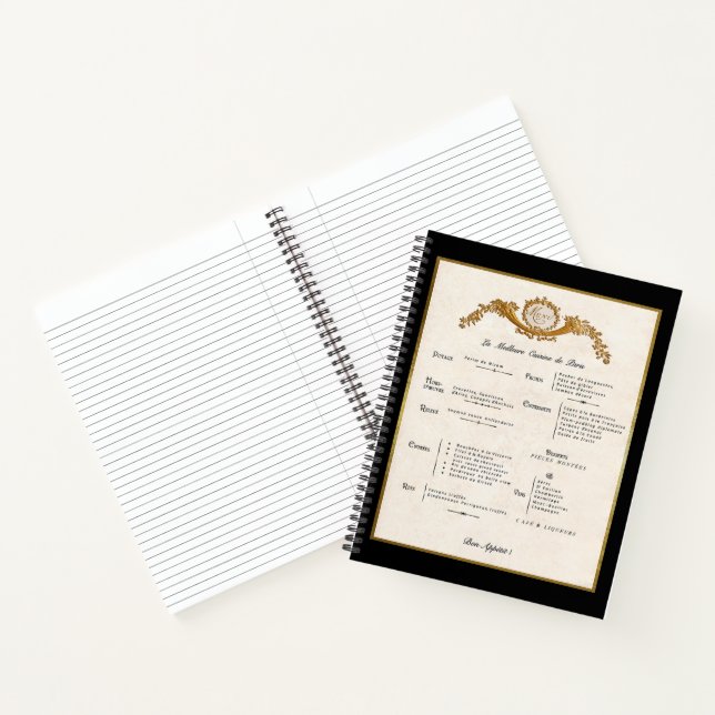 French Menu Spiral Notebook (Inside)