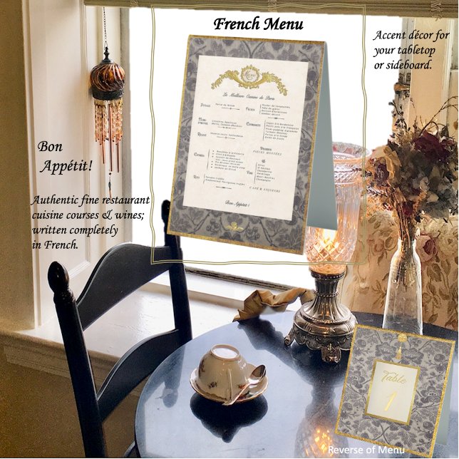French Menu Table Tent Sign ( Parles-tu français? Give your table a French accent with an authentic French Menu sign on display  )