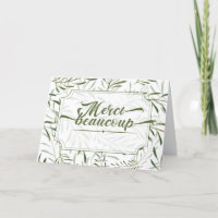 French Merci Beaucoup Thank You Green Botanical