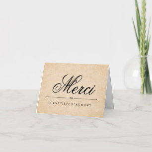 French Merci Thank You on Vintage Look Paper Card