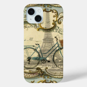 french modern vintage bike paris eiffel tower iPhone 15 case