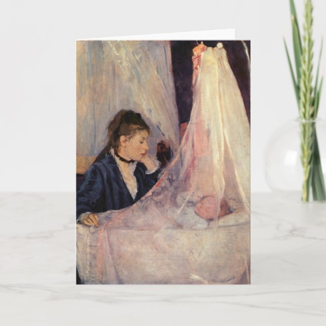 French Mother Looking in Bassinette Card (Front)