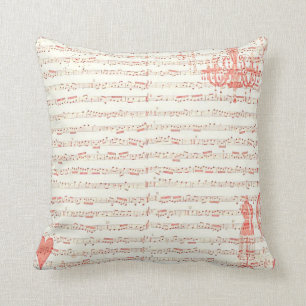 French Music Sheet Pink Cushion