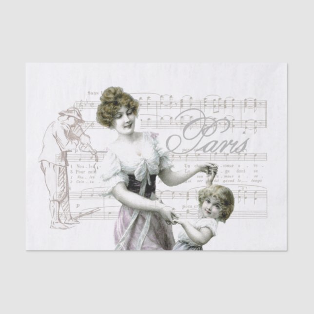 French Music Violinist Dancer Lady Girl Decoupage  Tissue Paper (Front)