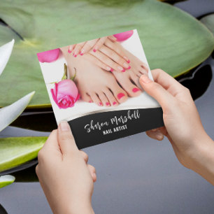 French Nails & Roses Manicure Pedicure Salon Square Business Card