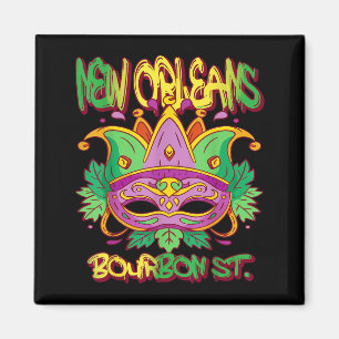 French New Orleans Mardi Gras Bourbon Street Souve Magnet