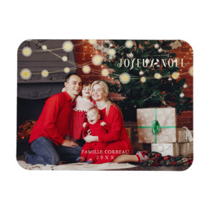 French Noël Modern Elegant Chic Photo Family Magnet