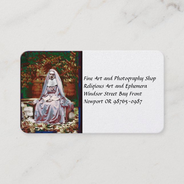 French Nun in the Garden of Contemplation Business Card (Front)