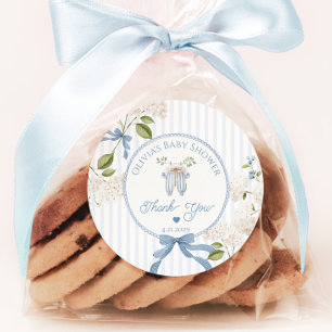 French Nursery Clothesline Baby shower Thank you Classic Round Sticker