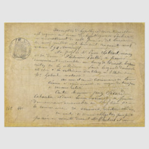 French Old Script Decoupage Gold Tissue Paper