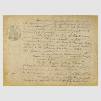 French Old Script Decoupage Gold Tissue Paper