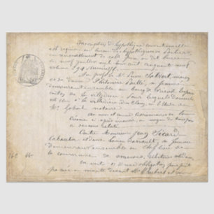 French Old Script Decoupage Tissue Paper