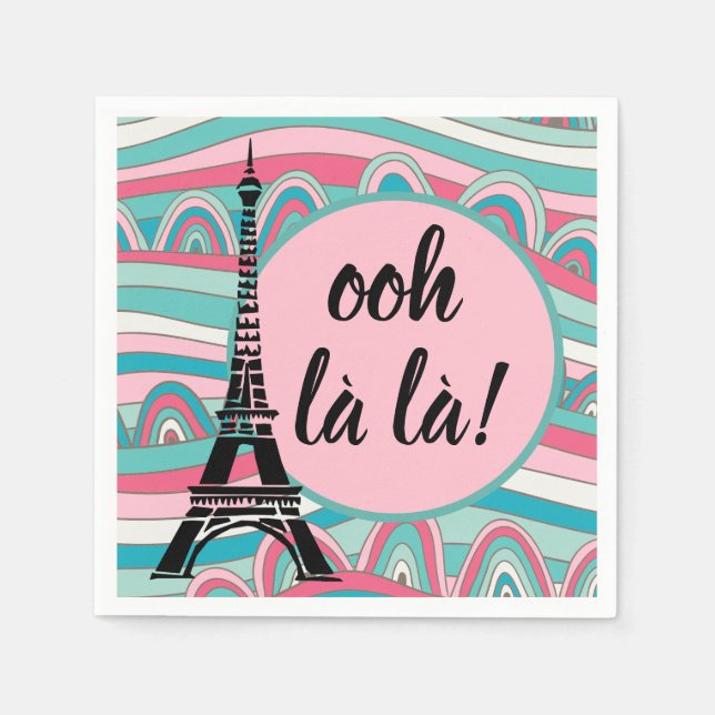 French Ooh la la!/ Monogram with Eiffel Tower Napkin (Front)