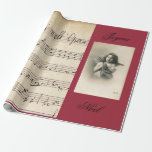 French Opera Sheet Music & Vintage Photo GIFT WRAP<br><div class="desc">Authentic French Opera sheet music accompanied by a tres jolie little French girl wishing your giftees the happier Christmas possible. Who says gift wrap has to be all poinsettias and Santa Clauses ? Wrap your goodies in the finest vintage European style~</div>