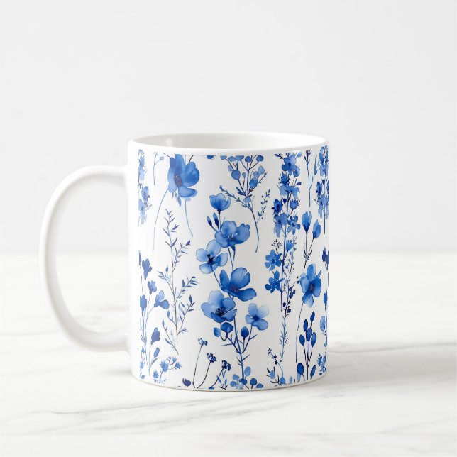 French Paper Wildflowers Pattern Design-98186 Coffee Mug (Left)
