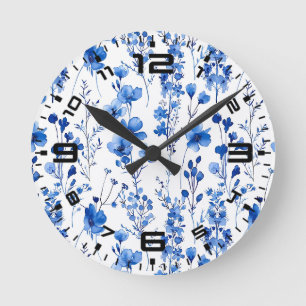French Paper Wildflowers Pattern Design-98186 Round Clock