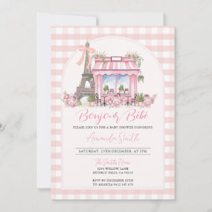 French Paris Baby Shower Bonjour Bebe  Invitation