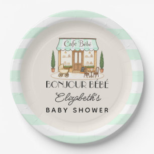 French Paris Cafe Bébé Baby Shower Paper Plate