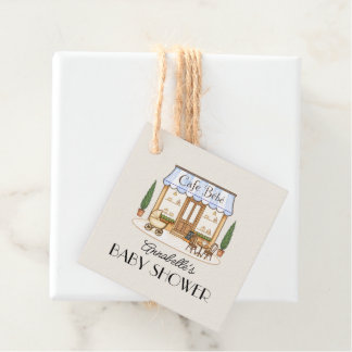 French Paris Cafe Bébé Boy Baby Shower Favour Tags