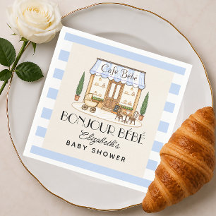 French Paris Cafe Bébé Boy Baby Shower Napkin