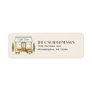 French Paris Cafe Bébé Gender Neutral Baby Shower Return Address Label