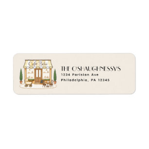 French Paris Cafe Bébé Gender Neutral Baby Shower Return Address Label