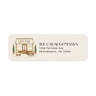 French Paris Cafe Bébé Gender Neutral Baby Shower Return Address Label